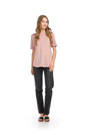 PT-14010 - SHORT SLEEVE BAMBOO TOP  - Colors: BLACK, BLUSH, DENIM, WHITE - Available Sizes:XS-XXL - Catalog Page:61 